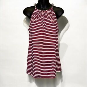 MICHAEL KORS True Red Striped Top size M